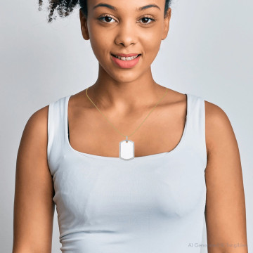 Men's and Women's 14K Gold Diamond Dog Tag Pendant | SI | 1.55ct