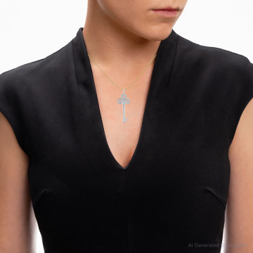 Women's 14K Gold Diamond Key Pendant | SI | 1.09ct