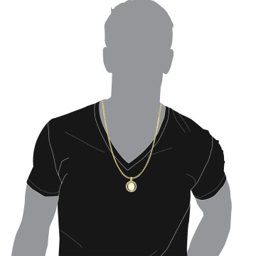 Men's 14K Gold Natural or Lab-Grown Diamond Customizable Picture Pendant | Round Medallion | 3.7ct