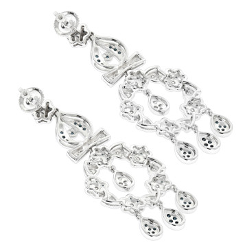 Women's Diamond Chandelier Earrings | Flower Shaped | 14K Gold | 1.61ct