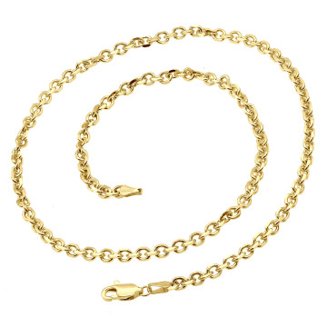 14K Gold Solid Cable Chain for Men | Lobster Claw Clasp