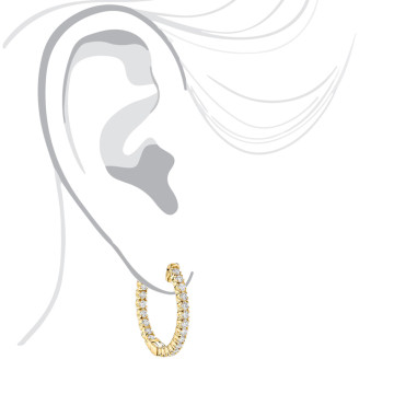 Diamond Hoop Earrings for Women | SI | Latch Back | 14K Gold | 1.3ct