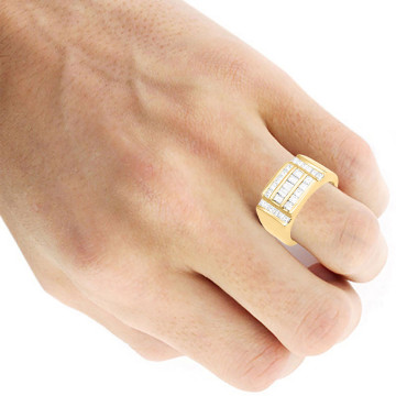 Men's 14K Gold Baguette and Princess Cut Diamond Ring | Channel Set | 1.85ct
