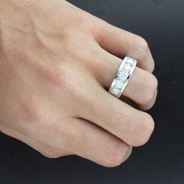 18K Gold Natural or Lab-Grown Diamond Wedding Ring for Men 2ct