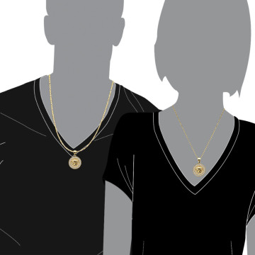 Men's and Women's 14K Gold Diamond Medusa Head Pendant | Versace Style Round Medallion | 2ct