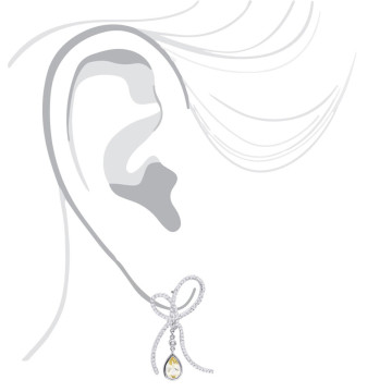 Women's 14K Gold Quartz Diamond Drop Earrings | Bezel Pave Prong Set | 1.23ct