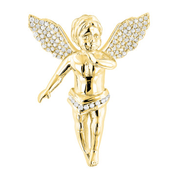 Men's and Women's 14K Gold Diamond Angel Charm Pendant | 0.7ct