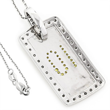 Men's and Women's 14K Gold White Yellow Diamond Dog Tag Pendant | SI | 1.6ct