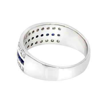 Men's and Women's 18K Gold Sapphire Diamond Wedding Ring 1.17ct