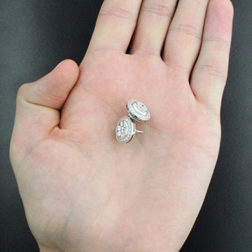 Designer Pave Prong Cut Diamond Cluster Earrings for Men and Women | 14K Gold | Screw Back | 2ct