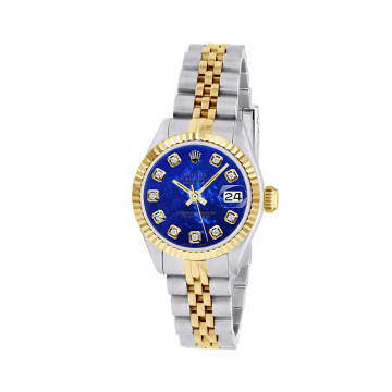Women's Gold/Stainless Steel Two-Tone Watch | Rolex Datejust 26 mm | Blue Dial