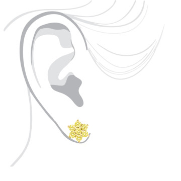 Yellow Diamond Cluster Earrings for Men and Women | SI | Screw Back | 14K Gold | 3ct