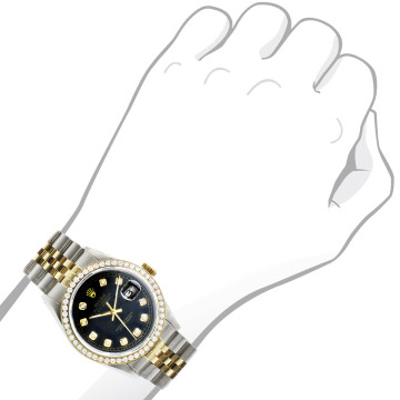 Men's Stainless Steel Diamond Watch | Rolex Oyster Perpetual Datejust 36 mm Black Dial