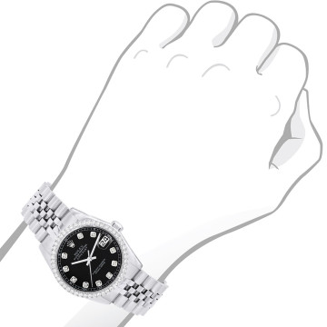 Men's Stainless Steel Diamond Watch | Rolex Oyster Perpetual Datejust 36 mm Black Dial