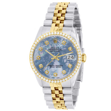Gold/Stainless Steel Men's Rolex Watch | Datejust | 36 mm | Jubilee Bracelet | Diamond Bezel | Blue Dial