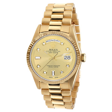 Men's 18K Gold Watch | Rolex Day-Date 36 mm | Champagne Dial