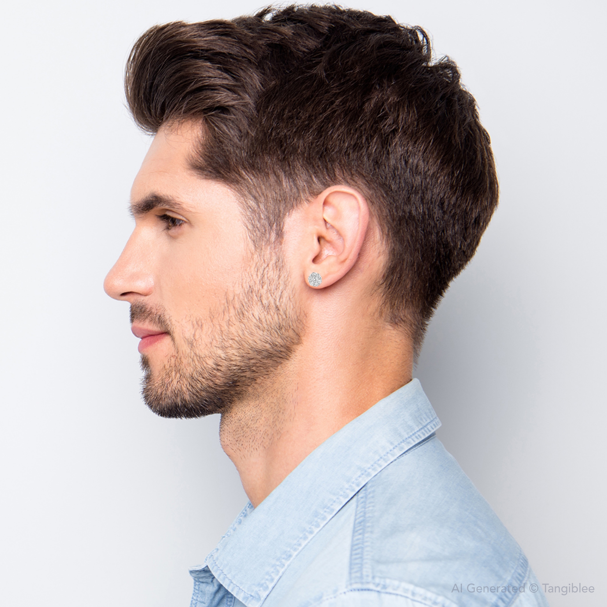 Unisex Affordable Diamond Studs 1.25ct Sterling Silver Cluster Earrings