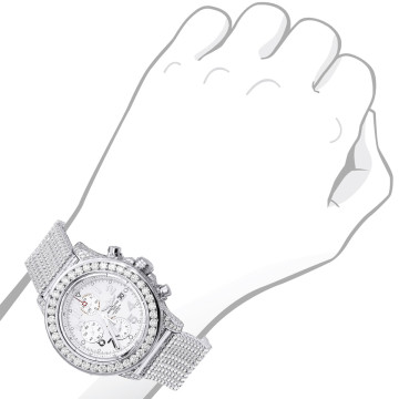 Stainless Steel Men's Breitling Watch | Super Avenger | 50 mm | Diamond Bezel | White Dial