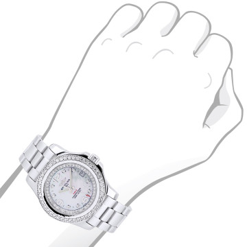 Women's Stainless Steel Diamond Watch | Breitling Colt Oceane 34 mm White Dial