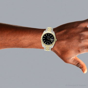 Gold/Stainless Steel Men's Rolex Watch | Oyster Perpetual Datejust | 42 mm | Jubilee Bracelet | Black Dial