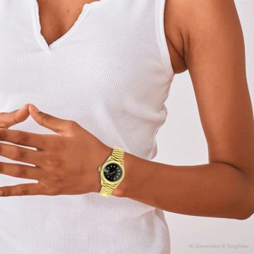 Women's 18K Gold Watch | Rolex Oyster Perpetual Datejust 26 mm Black Dial