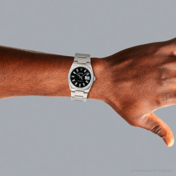 Men's Stainless Steel Diamond Watch | Rolex Datejust 36 mm | Stick | Black Dial