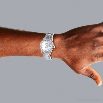 Stainless Steel Men's and Women's Rolex Watch | Oyster Perpetual Datejust | 34 mm | Oyster Bracelet | Diamond Bezel | White Dial