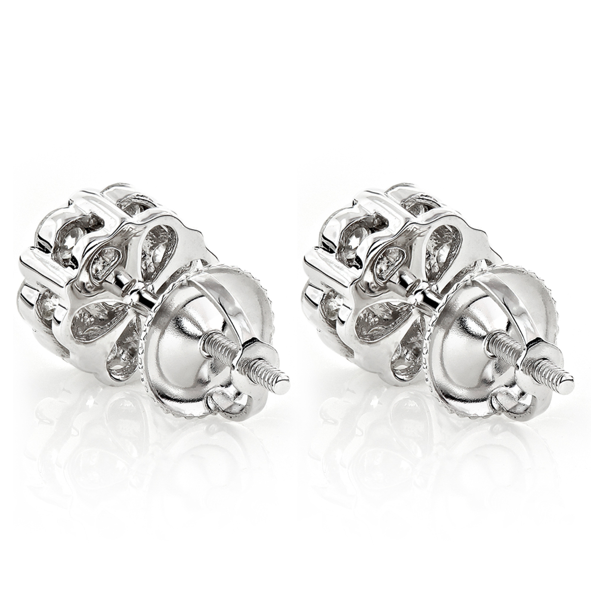 Unisex Affordable Diamond Studs 1.25ct Sterling Silver Cluster Earrings