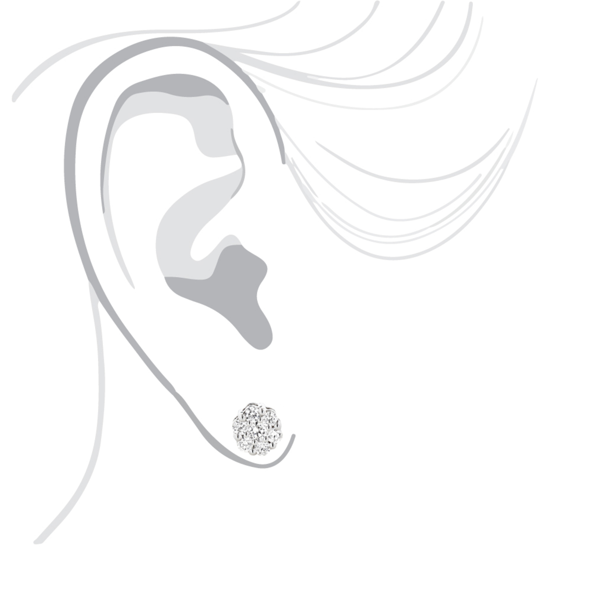 Unisex Affordable Diamond Studs 1.25ct Sterling Silver Cluster Earrings