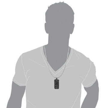 Men's and Women's Sterling Silver Black Diamond Dog Tag Pendant | 7.15ct