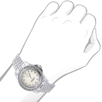 Women's Stainless Steel Diamond Watch | Breitling Colt Oceane 34 mm White Dial
