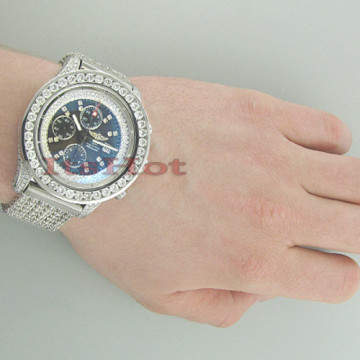 Men's Stainless Steel Diamond Watch | Breitling Super Avenger 50 mm | Stick | Blue Dial