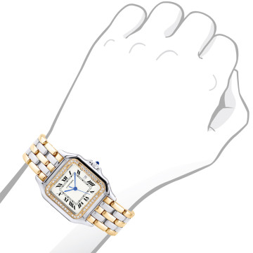 Women's Gold/Stainless Steel Watch | Cartier Panthere 29 mm | White Dial