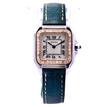 Women's 18K Gold/Stainless Steel Watch | Cartier Panthere 23 mm | Cream Dial