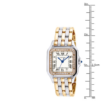 Gold/Stainless Steel Women's Cartier Watch | Panthere | 27 mm | White Dial
