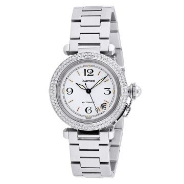 Women's Stainless Steel Watch | Cartier Pasha 35 mm | White Dial