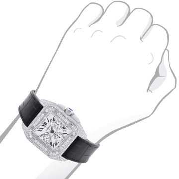 Men's Diamond Watch | Cartier Santos de Cartier 41 mm | Roman Numerals | White Dial