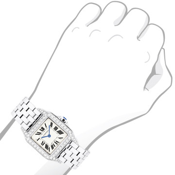 Women's Stainless Steel Watch | Cartier Santos Demoiselle 26 mm | Cream Dial