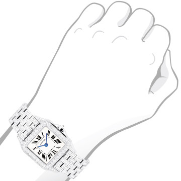 Women's Stainless Steel Watch | Cartier Santos Demoiselle 26 mm | Cream Dial