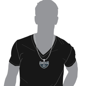 Men's White Blue Diamond Omega Pendant | SI | 10K Gold | 5.4ct