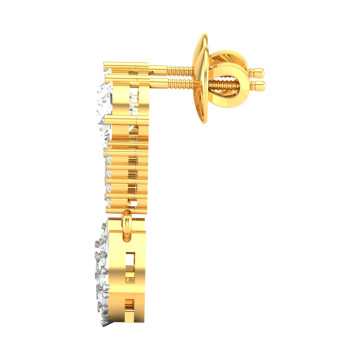 Prong Setting Diamond Drop Earrings for Women | 14K Gold | Screw Back | 1.63ct