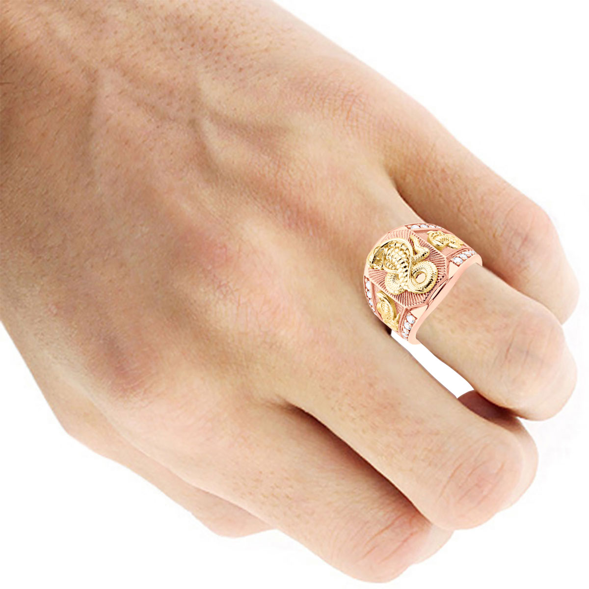 Men's Round Diamond Pinky Signet Statement Ring | 14K Gold | SI | 0.5ct