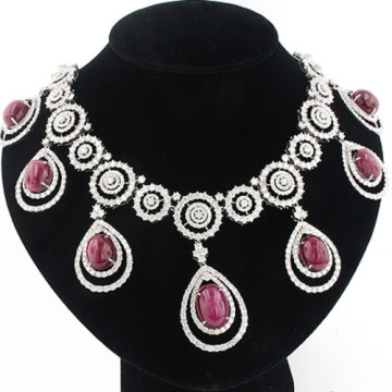 Women's Ruby and Diamond Designer Necklace | 18K Gold | 36.26ct