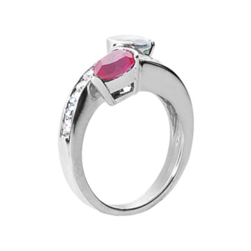 Women's 14K Gold Emerald Ruby Round Diamond Ring 1.92ct