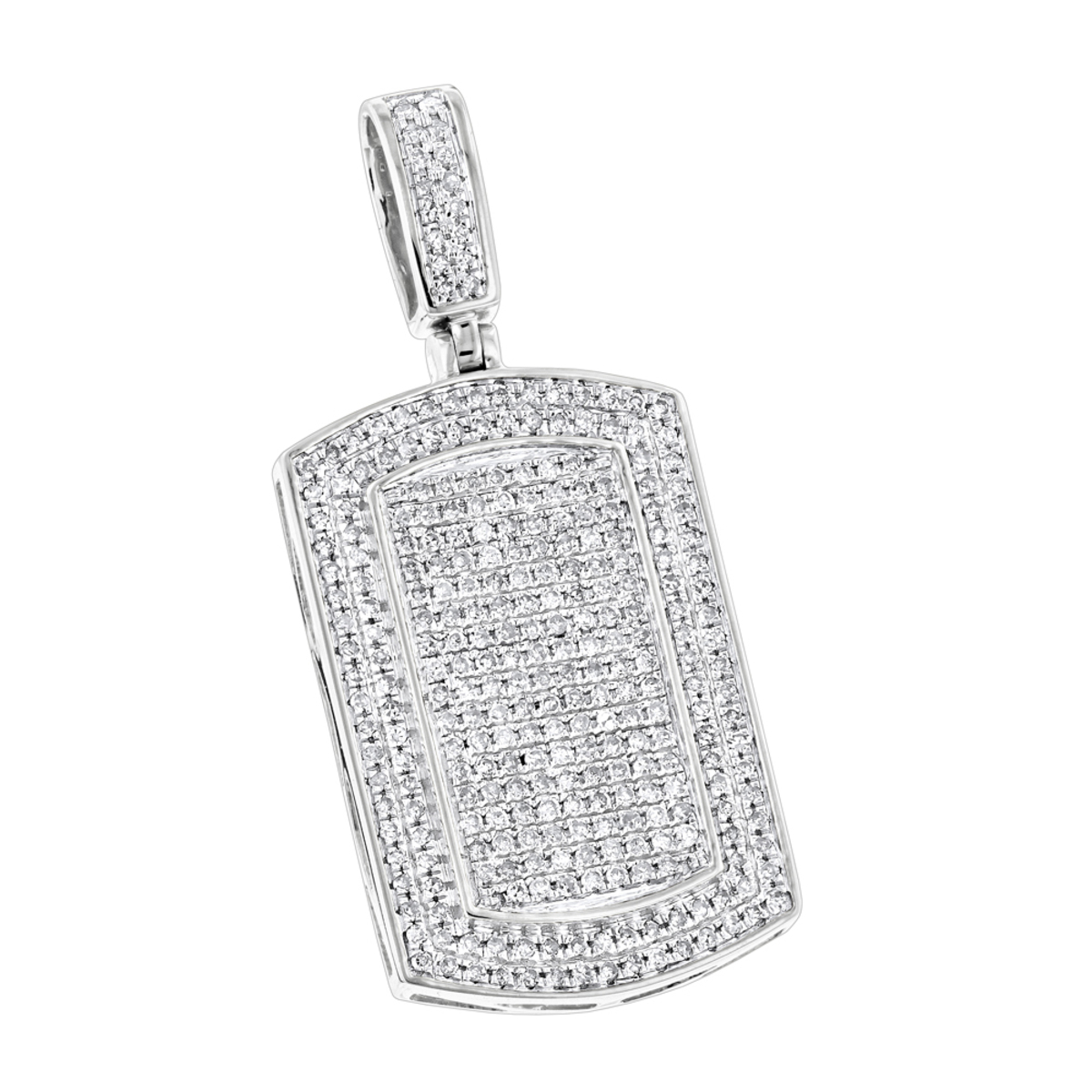 Unisex Diamond Dog Tags 10K Gold Iced Out Small Dog Tag Pendant by Luxurman