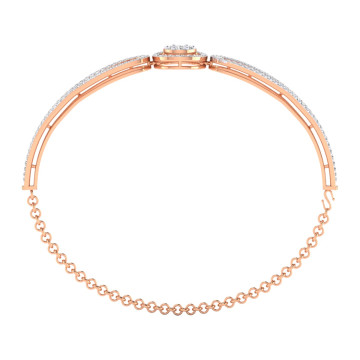 Women's 14K Gold Natural and Lab-Grown Diamond Cable Chain Bracelet | Cluster Pave Set | S Hook Clasp | 1.44ct