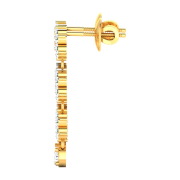 Ladies' Round Diamond Drop Hanging Earrings | Flower Shaped | 14K Gold | 0.97ct