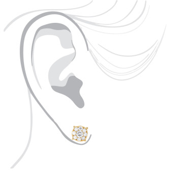 Prong Cut Diamond Cluster Earrings for Men and Women | 14K Gold | 1.25ct