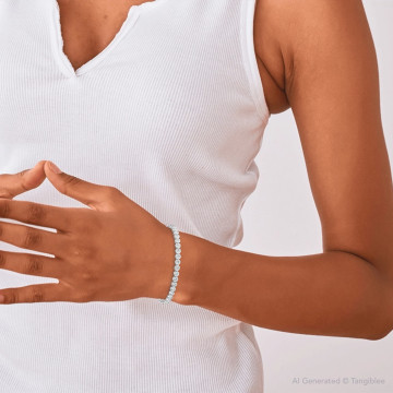 Women's 14K Gold Lab-Grown Diamond Tennis Bracelet | Bezel Set | Box Lock Clasp | 2.86ct