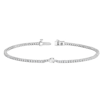 Women's 18K Gold Lab-Grown Diamond Tennis Bracelet | Prong Set | Box Lock Clasp | 0.95ct